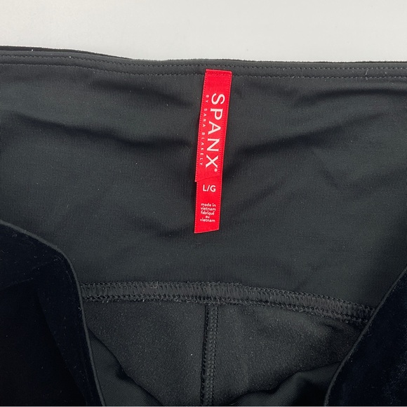 Spanx EUC Shiny Velvet High Waisted Leggings Black L Bodycon Holiday Shapewear - Picture 12 of 16